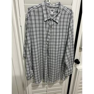 HB Men's Gray & White Plaid Long Sleeve Shirt Sz 3XLt